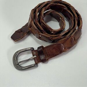 Vtg Levi's 3560 Brown Link Chain Smooth Leather Belt Men 38 Dress Boho Preppy